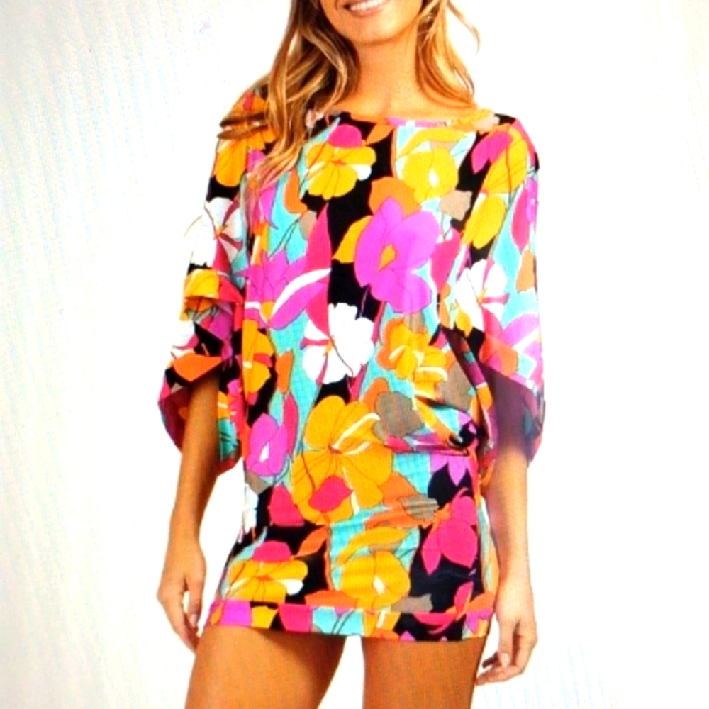 Trina Turk Swim CoverUp Tunic The Gemini Size Large Y2K